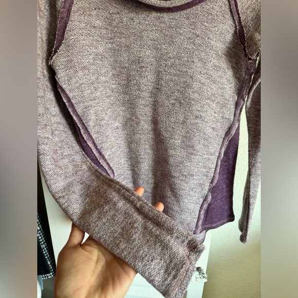 Kuhl NOVA Knit Sweater Pullover Cowl Neck Wool Blend Purple Exposed Seams XS - Picture 10 of 12